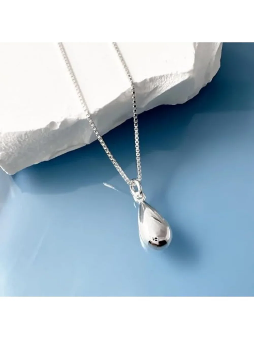 Sterling Silver Teardrop Pendant Necklace - Minimalist Layering Jewelry for